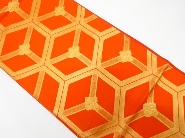 JAPANESE KIMONO / ANTIQUE FUKURO OBI / SILK / WOVEN KIKKO PATTERN